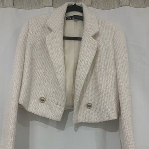 Zara Textured Cream Blazer